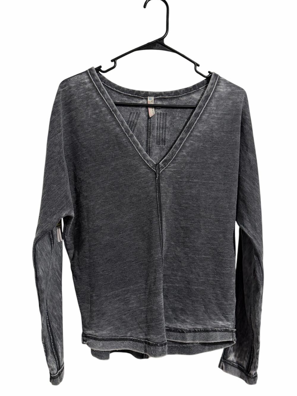 Free People Movement Long Sleeve Top Acid Wash Gray XS Activewear